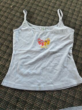 Light Blue Spaghetti Strap Tank with Flip-Flop Embroidery
